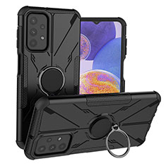 Custodia Silicone e Plastica Opaca Cover con Magnetico Anello Supporto JX1 per Samsung Galaxy A23 5G Nero