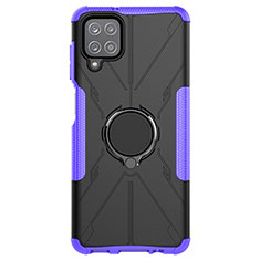 Custodia Silicone e Plastica Opaca Cover con Magnetico Anello Supporto JX1 per Samsung Galaxy F12 Viola