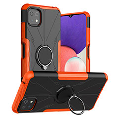 Custodia Silicone e Plastica Opaca Cover con Magnetico Anello Supporto JX1 per Samsung Galaxy F42 5G Arancione
