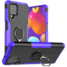 Custodia Silicone e Plastica Opaca Cover con Magnetico Anello Supporto JX1 per Samsung Galaxy M62 4G Viola