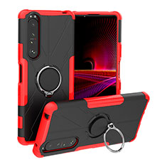Custodia Silicone e Plastica Opaca Cover con Magnetico Anello Supporto JX1 per Sony Xperia 1 III Rosso