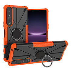Custodia Silicone e Plastica Opaca Cover con Magnetico Anello Supporto JX1 per Sony Xperia 1 IV Arancione
