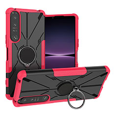 Custodia Silicone e Plastica Opaca Cover con Magnetico Anello Supporto JX1 per Sony Xperia 1 IV Rosa Caldo