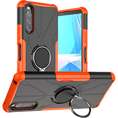 Custodia Silicone e Plastica Opaca Cover con Magnetico Anello Supporto JX1 per Sony Xperia 10 III Arancione