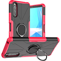 Custodia Silicone e Plastica Opaca Cover con Magnetico Anello Supporto JX1 per Sony Xperia 10 III Lite Rosa Caldo