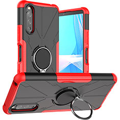 Custodia Silicone e Plastica Opaca Cover con Magnetico Anello Supporto JX1 per Sony Xperia 10 III Lite Rosso