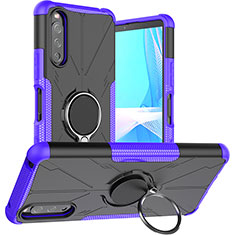 Custodia Silicone e Plastica Opaca Cover con Magnetico Anello Supporto JX1 per Sony Xperia 10 III SOG04 Viola