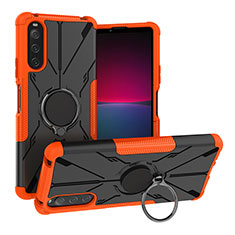Custodia Silicone e Plastica Opaca Cover con Magnetico Anello Supporto JX1 per Sony Xperia 10 IV Arancione