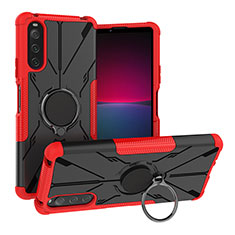 Custodia Silicone e Plastica Opaca Cover con Magnetico Anello Supporto JX1 per Sony Xperia 10 IV Rosso