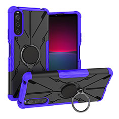 Custodia Silicone e Plastica Opaca Cover con Magnetico Anello Supporto JX1 per Sony Xperia 10 IV SOG07 Viola