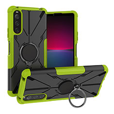 Custodia Silicone e Plastica Opaca Cover con Magnetico Anello Supporto JX1 per Sony Xperia 10 IV Verde