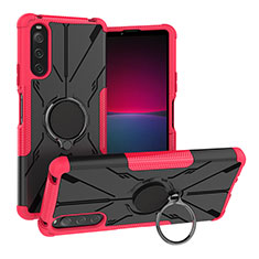 Custodia Silicone e Plastica Opaca Cover con Magnetico Anello Supporto JX1 per Sony Xperia 10 V Rosa Caldo