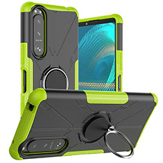 Custodia Silicone e Plastica Opaca Cover con Magnetico Anello Supporto JX1 per Sony Xperia 5 III SO-53B Verde