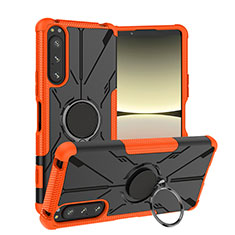 Custodia Silicone e Plastica Opaca Cover con Magnetico Anello Supporto JX1 per Sony Xperia 5 IV Arancione