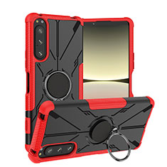 Custodia Silicone e Plastica Opaca Cover con Magnetico Anello Supporto JX1 per Sony Xperia 5 IV Rosso