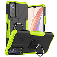 Custodia Silicone e Plastica Opaca Cover con Magnetico Anello Supporto JX1 per Vivo Y72 5G Verde