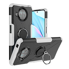 Custodia Silicone e Plastica Opaca Cover con Magnetico Anello Supporto JX1 per Xiaomi Mi 10i 5G Argento