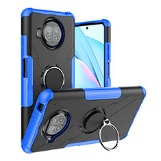 Custodia Silicone e Plastica Opaca Cover con Magnetico Anello Supporto JX1 per Xiaomi Mi 10i 5G Blu