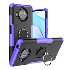 Custodia Silicone e Plastica Opaca Cover con Magnetico Anello Supporto JX1 per Xiaomi Mi 10i 5G Viola