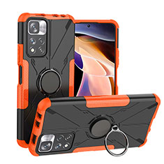 Custodia Silicone e Plastica Opaca Cover con Magnetico Anello Supporto JX1 per Xiaomi Mi 11i 5G (2022) Arancione