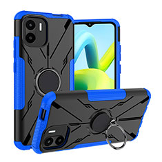 Custodia Silicone e Plastica Opaca Cover con Magnetico Anello Supporto JX1 per Xiaomi Poco C51 Blu