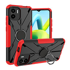 Custodia Silicone e Plastica Opaca Cover con Magnetico Anello Supporto JX1 per Xiaomi Poco C51 Rosso