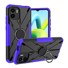 Custodia Silicone e Plastica Opaca Cover con Magnetico Anello Supporto JX1 per Xiaomi Poco C51 Viola