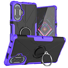 Custodia Silicone e Plastica Opaca Cover con Magnetico Anello Supporto JX1 per Xiaomi Poco F3 GT 5G Viola