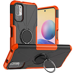 Custodia Silicone e Plastica Opaca Cover con Magnetico Anello Supporto JX1 per Xiaomi POCO M3 Pro 5G Arancione