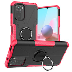 Custodia Silicone e Plastica Opaca Cover con Magnetico Anello Supporto JX1 per Xiaomi Poco M5S Rosa Caldo