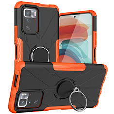 Custodia Silicone e Plastica Opaca Cover con Magnetico Anello Supporto JX1 per Xiaomi Poco X3 GT 5G Arancione