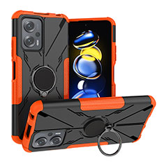 Custodia Silicone e Plastica Opaca Cover con Magnetico Anello Supporto JX1 per Xiaomi Poco X4 GT 5G Arancione