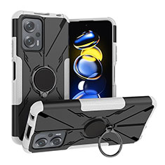 Custodia Silicone e Plastica Opaca Cover con Magnetico Anello Supporto JX1 per Xiaomi Poco X4 GT 5G Argento