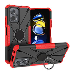 Custodia Silicone e Plastica Opaca Cover con Magnetico Anello Supporto JX1 per Xiaomi Poco X4 GT 5G Rosso