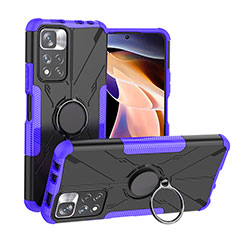 Custodia Silicone e Plastica Opaca Cover con Magnetico Anello Supporto JX1 per Xiaomi Poco X4 NFC Viola