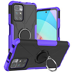 Custodia Silicone e Plastica Opaca Cover con Magnetico Anello Supporto JX1 per Xiaomi Redmi 10 (2022) Viola