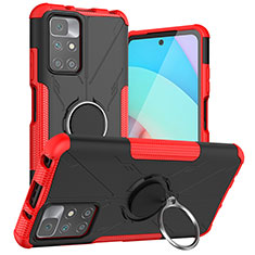 Custodia Silicone e Plastica Opaca Cover con Magnetico Anello Supporto JX1 per Xiaomi Redmi 10 4G Rosso