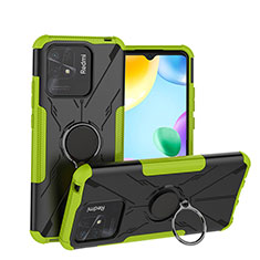 Custodia Silicone e Plastica Opaca Cover con Magnetico Anello Supporto JX1 per Xiaomi Redmi 10 India Verde
