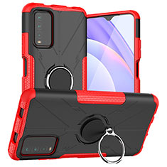 Custodia Silicone e Plastica Opaca Cover con Magnetico Anello Supporto JX1 per Xiaomi Redmi 9T 4G Rosso