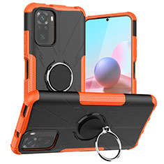 Custodia Silicone e Plastica Opaca Cover con Magnetico Anello Supporto JX1 per Xiaomi Redmi Note 10 4G Arancione