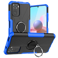 Custodia Silicone e Plastica Opaca Cover con Magnetico Anello Supporto JX1 per Xiaomi Redmi Note 10S 4G Blu