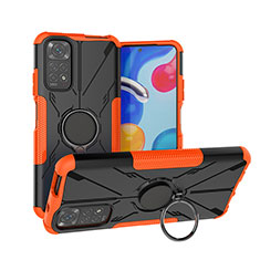 Custodia Silicone e Plastica Opaca Cover con Magnetico Anello Supporto JX1 per Xiaomi Redmi Note 11 4G (2022) Arancione