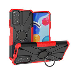 Custodia Silicone e Plastica Opaca Cover con Magnetico Anello Supporto JX1 per Xiaomi Redmi Note 11 4G (2022) Rosso