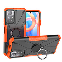Custodia Silicone e Plastica Opaca Cover con Magnetico Anello Supporto JX1 per Xiaomi Redmi Note 11S 5G Arancione