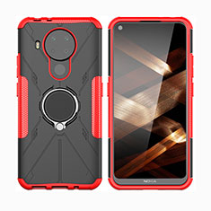 Custodia Silicone e Plastica Opaca Cover con Magnetico Anello Supporto JX2 per Nokia 5.4 Rosso