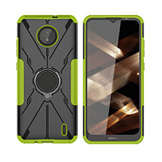 Custodia Silicone e Plastica Opaca Cover con Magnetico Anello Supporto JX2 per Nokia C20 Verde