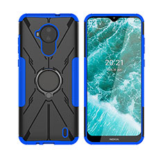 Custodia Silicone e Plastica Opaca Cover con Magnetico Anello Supporto JX2 per Nokia C30 Blu