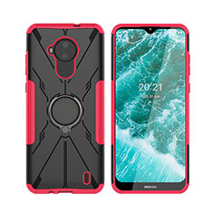 Custodia Silicone e Plastica Opaca Cover con Magnetico Anello Supporto JX2 per Nokia C30 Rosa Caldo