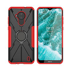 Custodia Silicone e Plastica Opaca Cover con Magnetico Anello Supporto JX2 per Nokia C30 Rosso