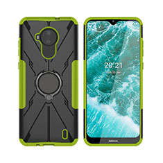 Custodia Silicone e Plastica Opaca Cover con Magnetico Anello Supporto JX2 per Nokia C30 Verde
